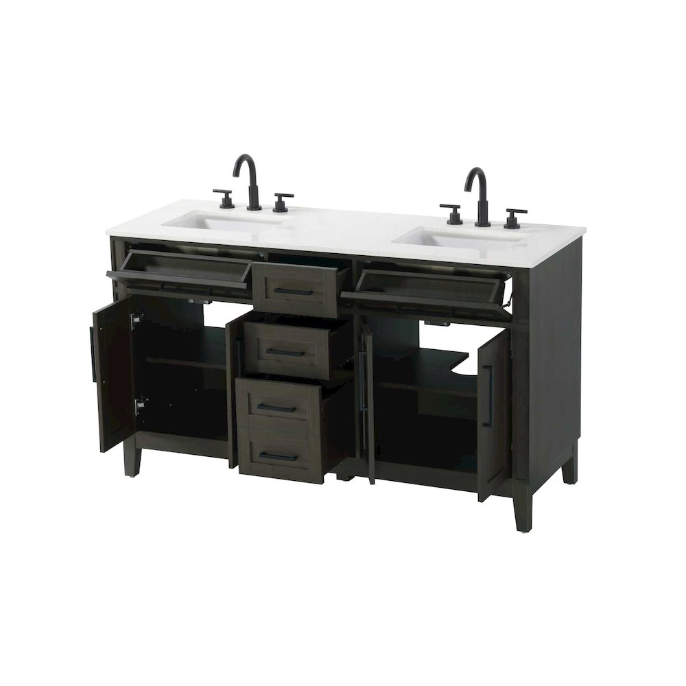 60 inch Double Bathroom Vanity in Mocha Brown. Picture 2