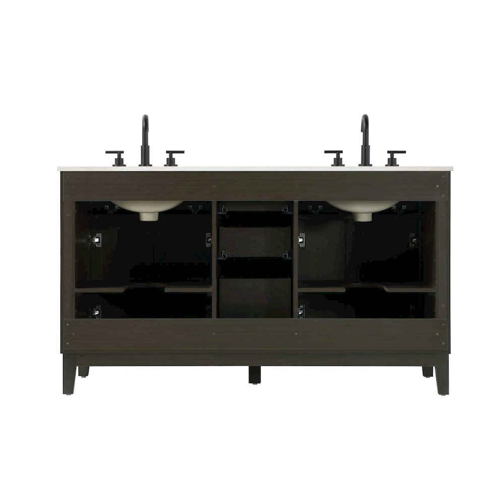 60 inch Double Bathroom Vanity in Mocha Brown. Picture 7
