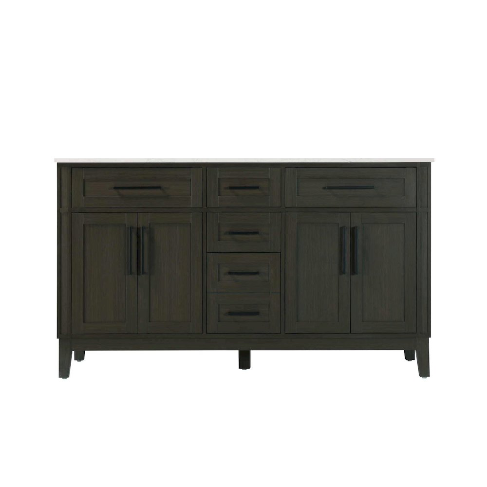 60 inch Double Bathroom Vanity in Mocha Brown. Picture 9