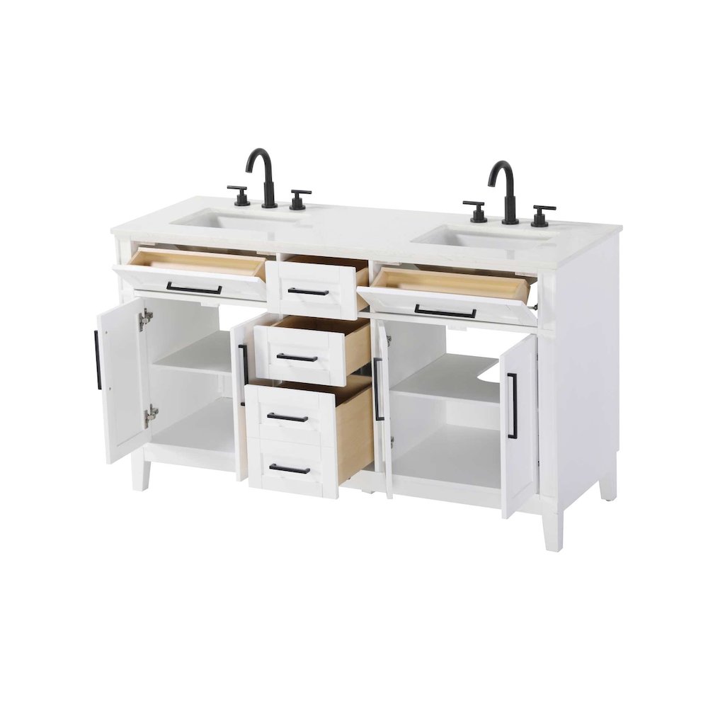 60 inch Double Bathroom Vanity in White. Picture 2