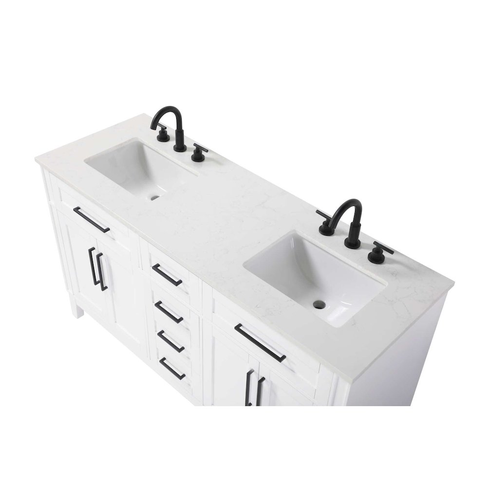 60 inch Double Bathroom Vanity in White. Picture 3