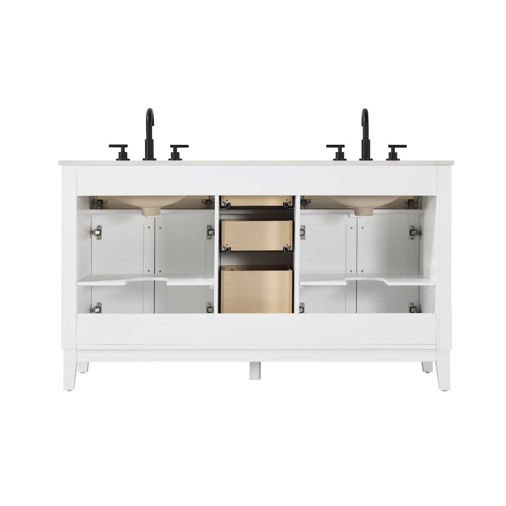 60 inch Double Bathroom Vanity in White. Picture 7