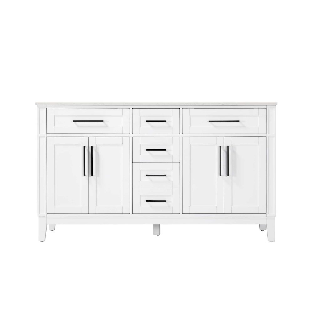 60 inch Double Bathroom Vanity in White. Picture 9