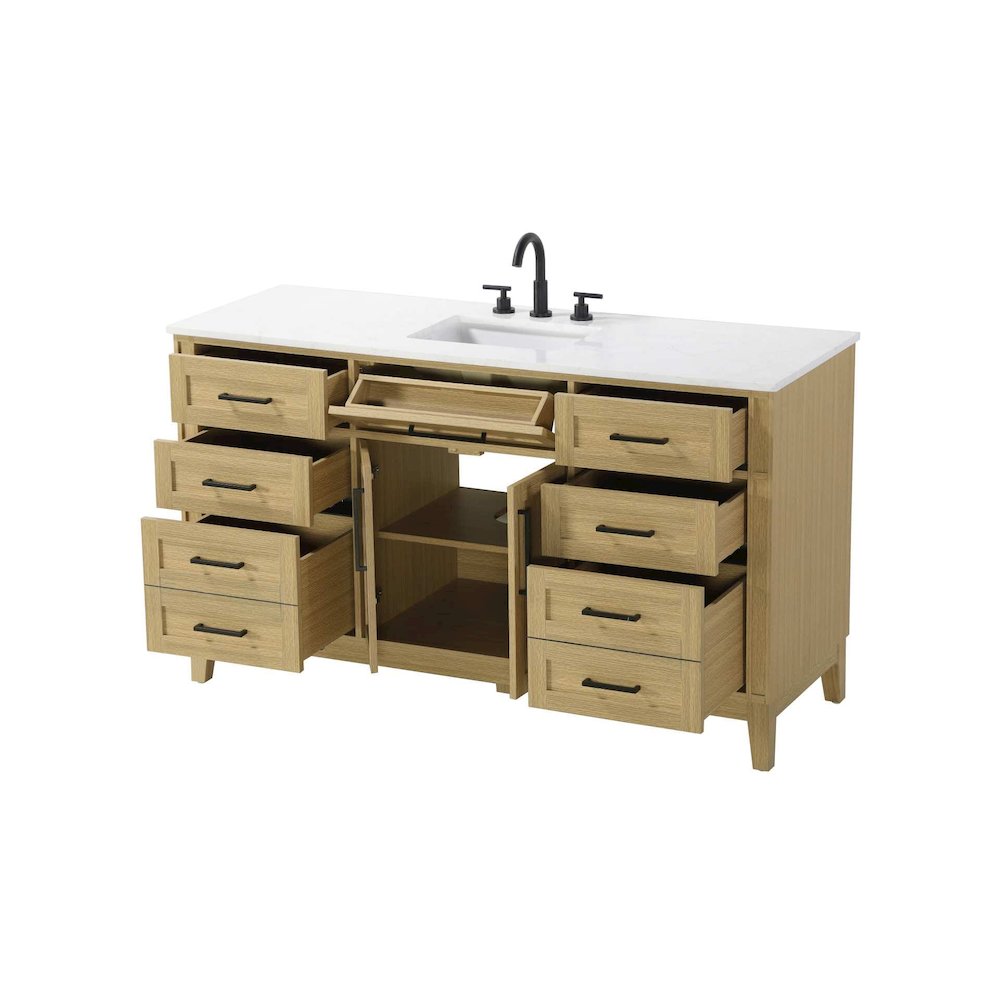 60 inch Single Bathroom Vanity in Honey Brown. Picture 2