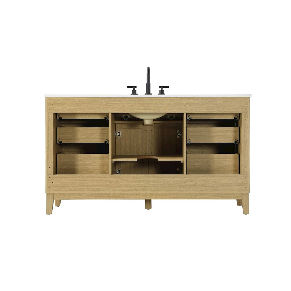 60 inch Single Bathroom Vanity in Honey Brown. Picture 7