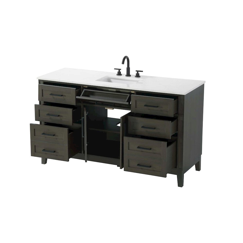 60 inch Single Bathroom Vanity in Mocha Brown. Picture 2
