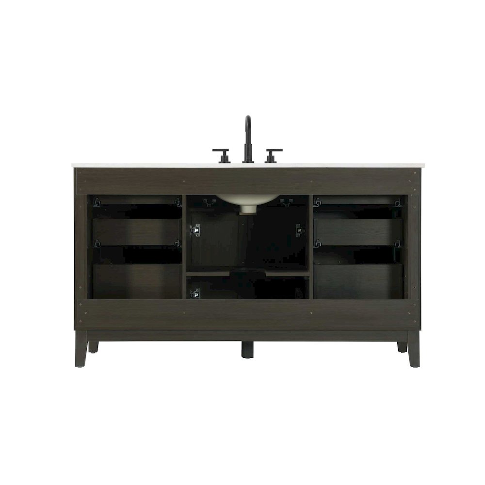 60 inch Single Bathroom Vanity in Mocha Brown. Picture 7