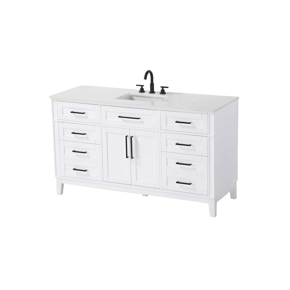 60 inch Single Bathroom Vanity in White. Picture 1