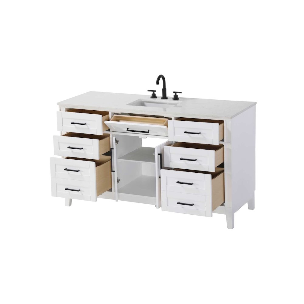 60 inch Single Bathroom Vanity in White. Picture 2