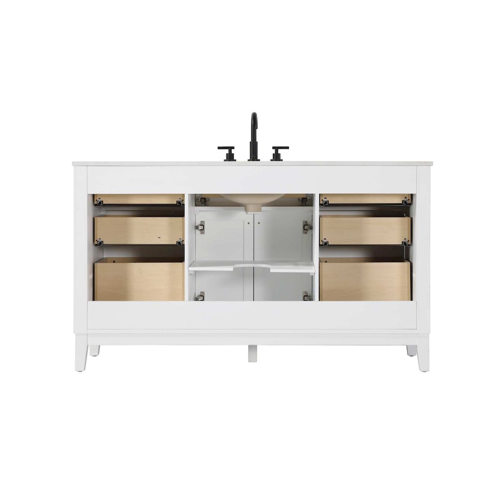 60 inch Single Bathroom Vanity in White. Picture 7