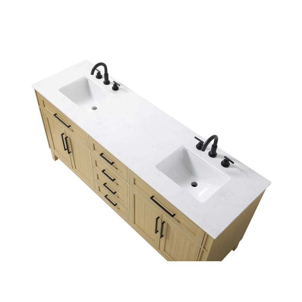 72 inch Double Bathroom Vanity in Honey Brown. Picture 3