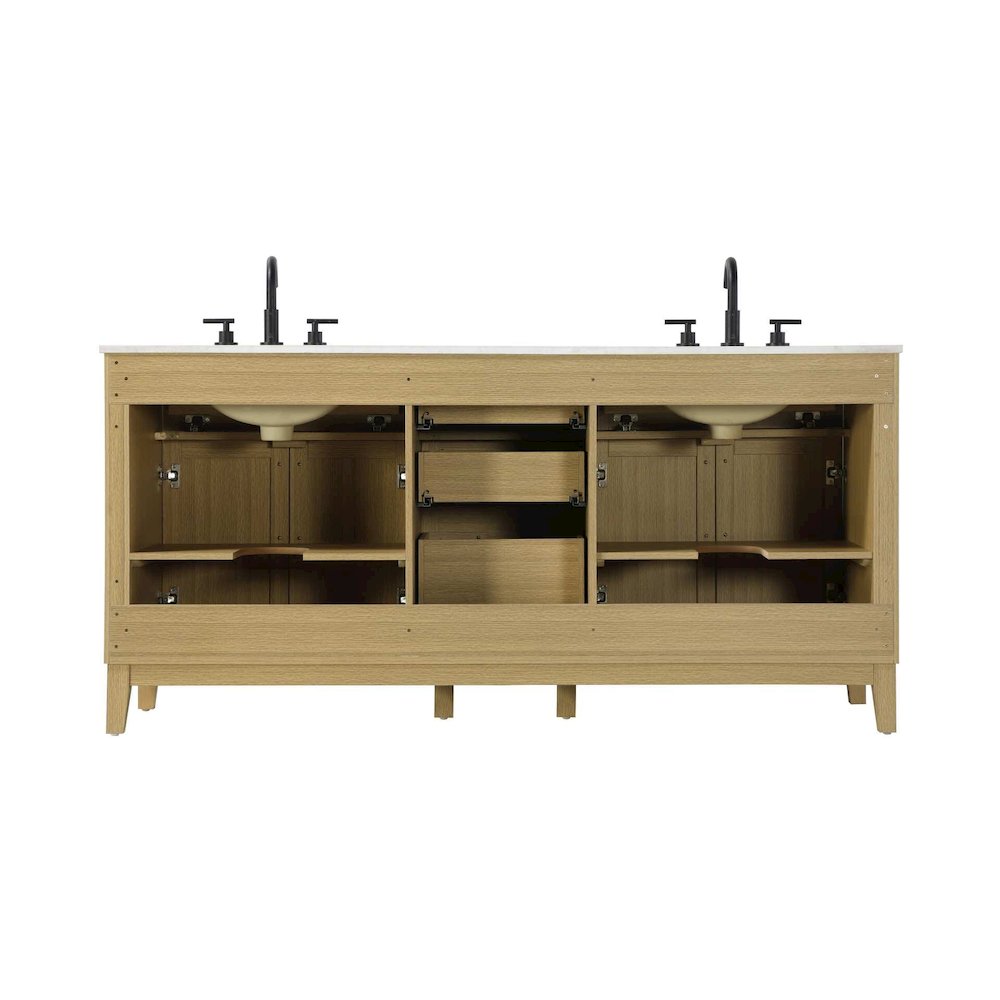 72 inch Double Bathroom Vanity in Honey Brown. Picture 7