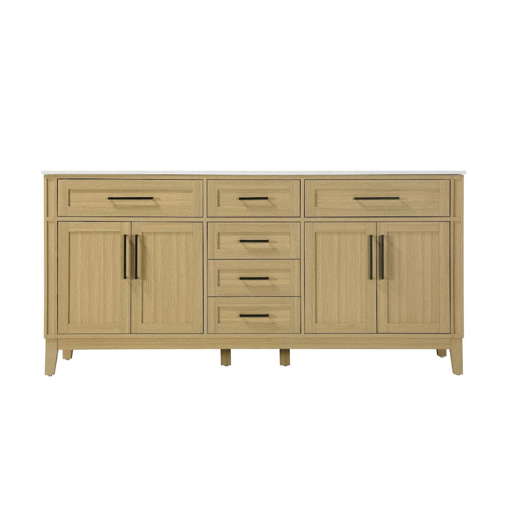72 inch Double Bathroom Vanity in Honey Brown. Picture 9