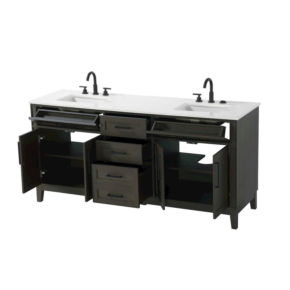 72 inch Double Bathroom Vanity in Mocha Brown. Picture 2