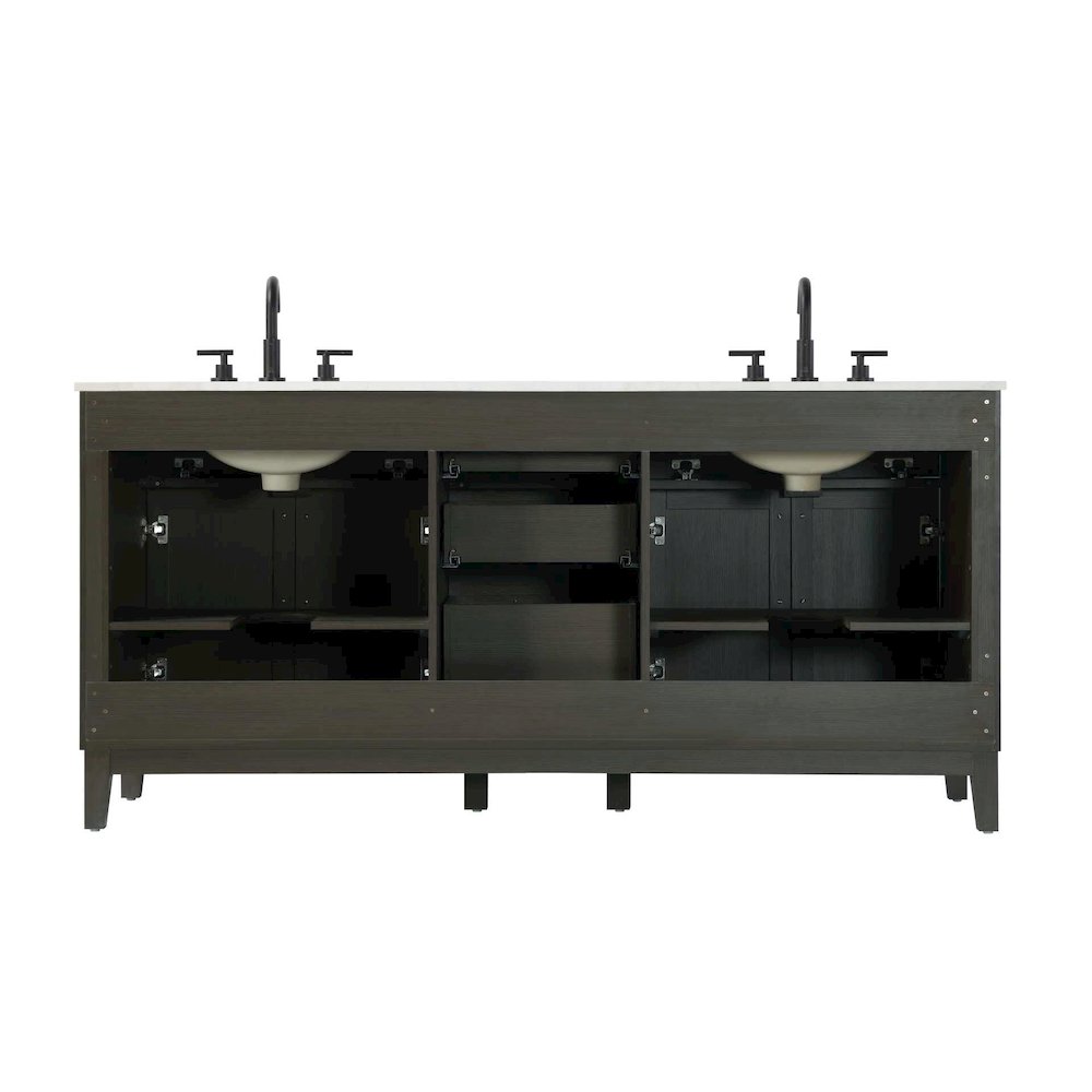 72 inch Double Bathroom Vanity in Mocha Brown. Picture 7