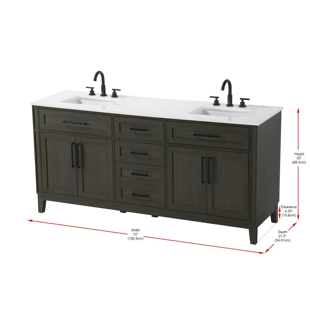 72 inch Double Bathroom Vanity in Mocha Brown. Picture 8