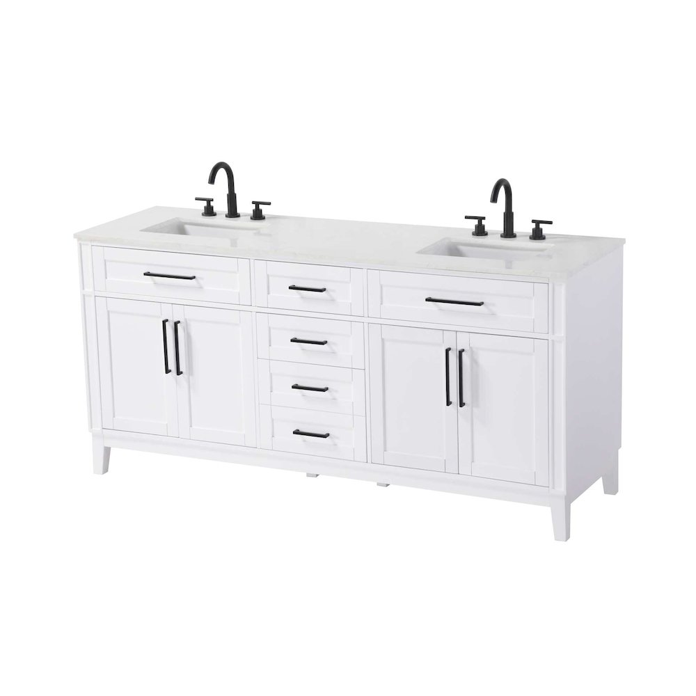 72 inch Double Bathroom Vanity in White. Picture 1