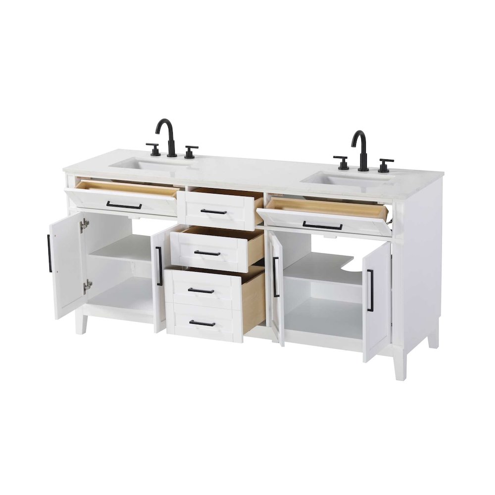 72 inch Double Bathroom Vanity in White. Picture 2