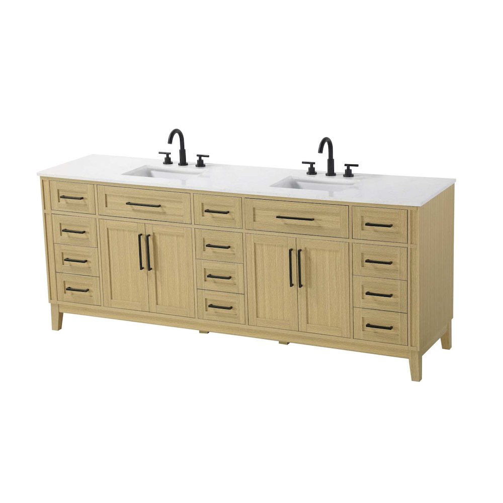 84 inch Double Bathroom Vanity in Honey Brown. Picture 1