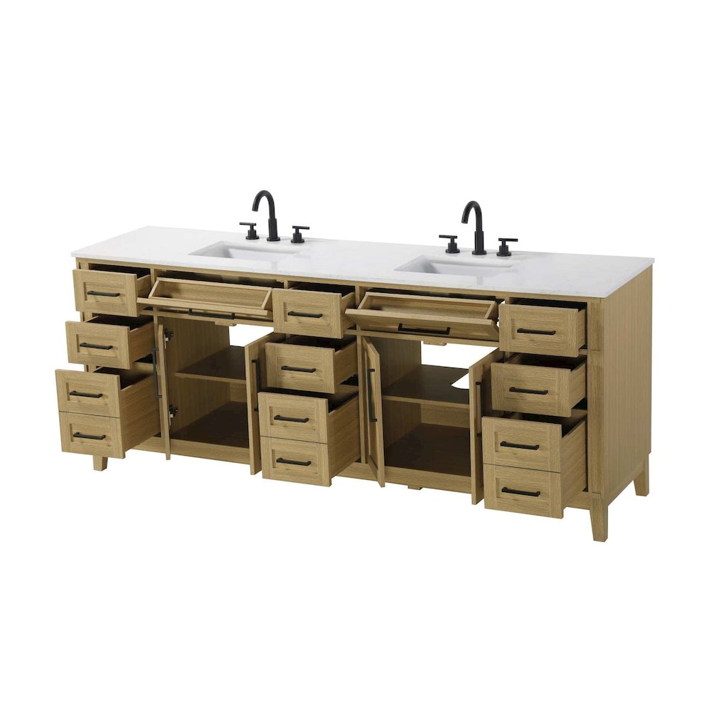 84 inch Double Bathroom Vanity in Honey Brown. Picture 2