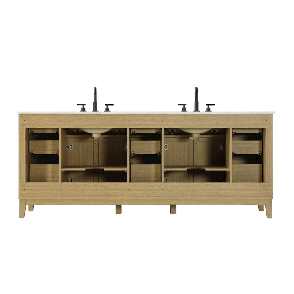 84 inch Double Bathroom Vanity in Honey Brown. Picture 7
