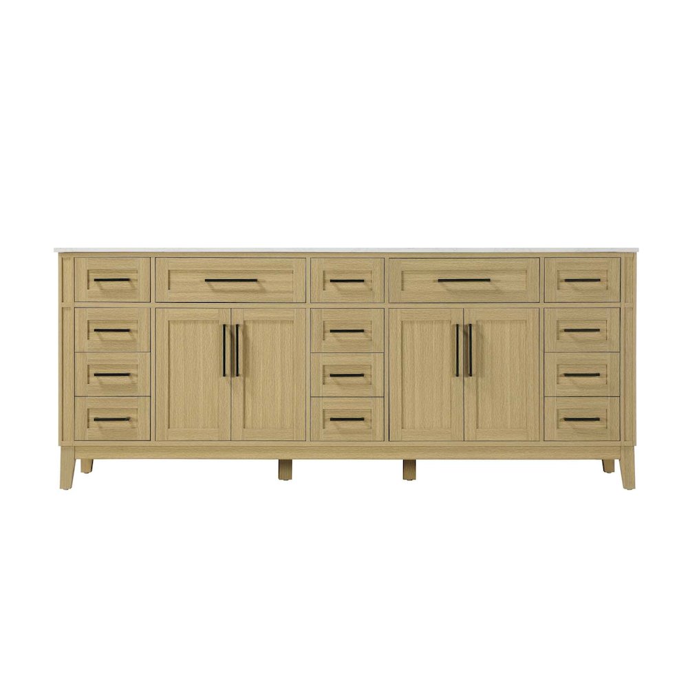 84 inch Double Bathroom Vanity in Honey Brown. Picture 9