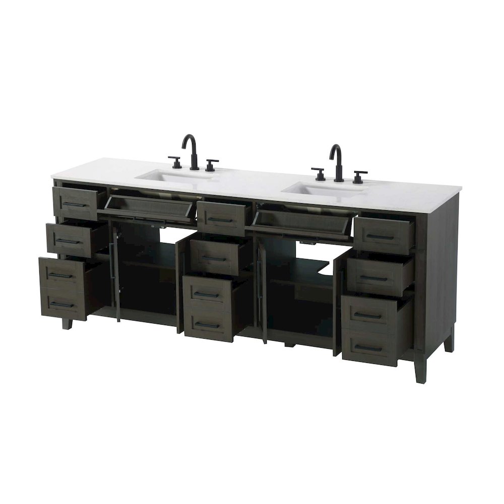 84 inch Double Bathroom Vanity in Mocha Brown. Picture 2