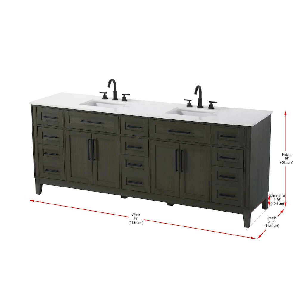 84 inch Double Bathroom Vanity in Mocha Brown. Picture 8