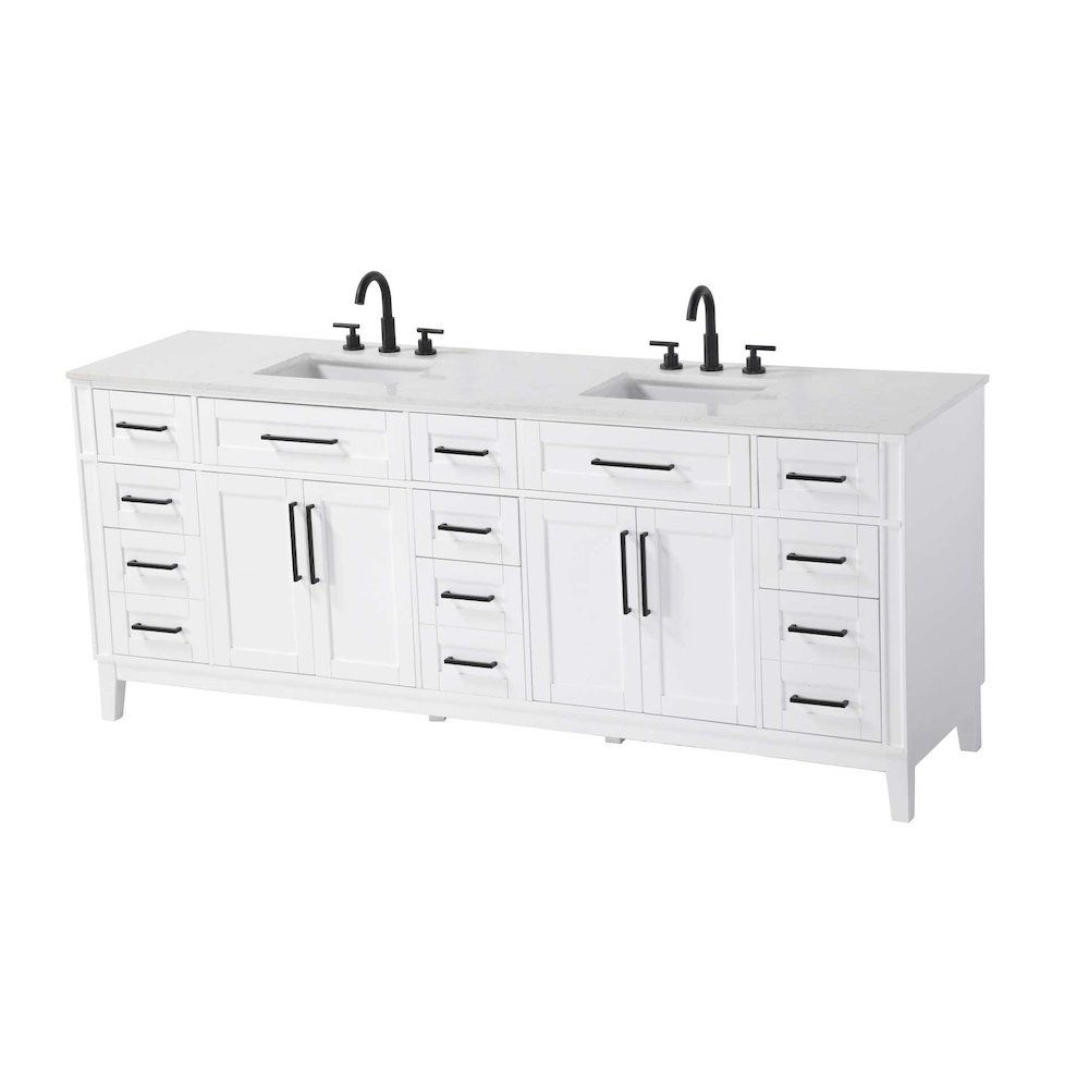 84 inch Double Bathroom Vanity in White. Picture 1