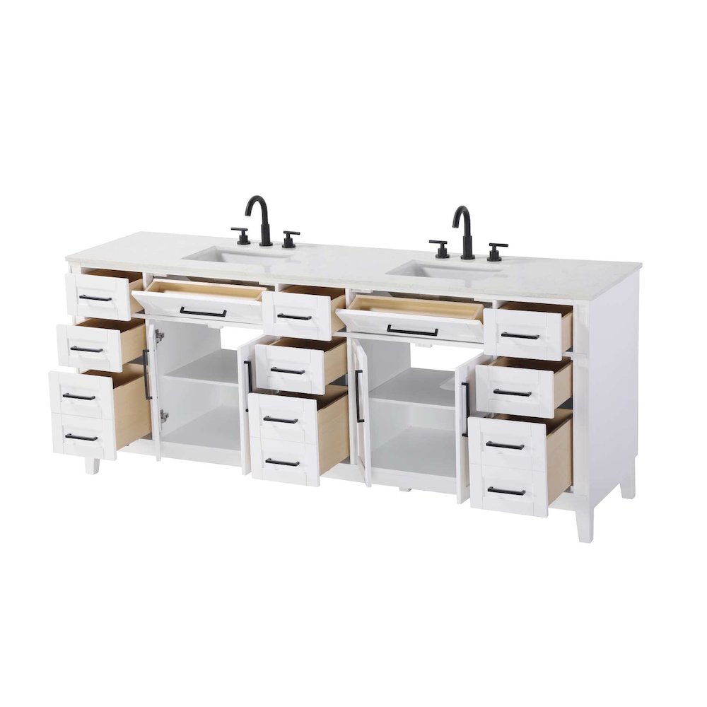 84 inch Double Bathroom Vanity in White. Picture 2