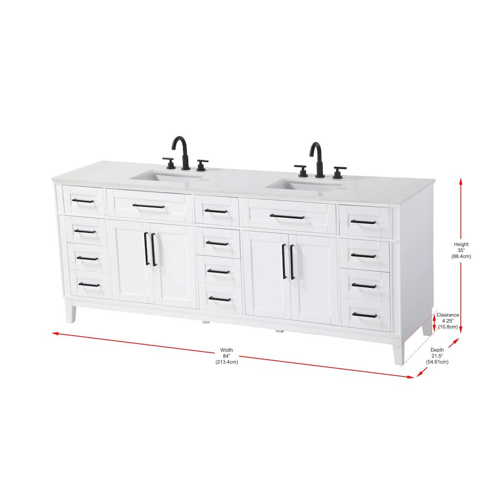 84 inch Double Bathroom Vanity in White. Picture 8