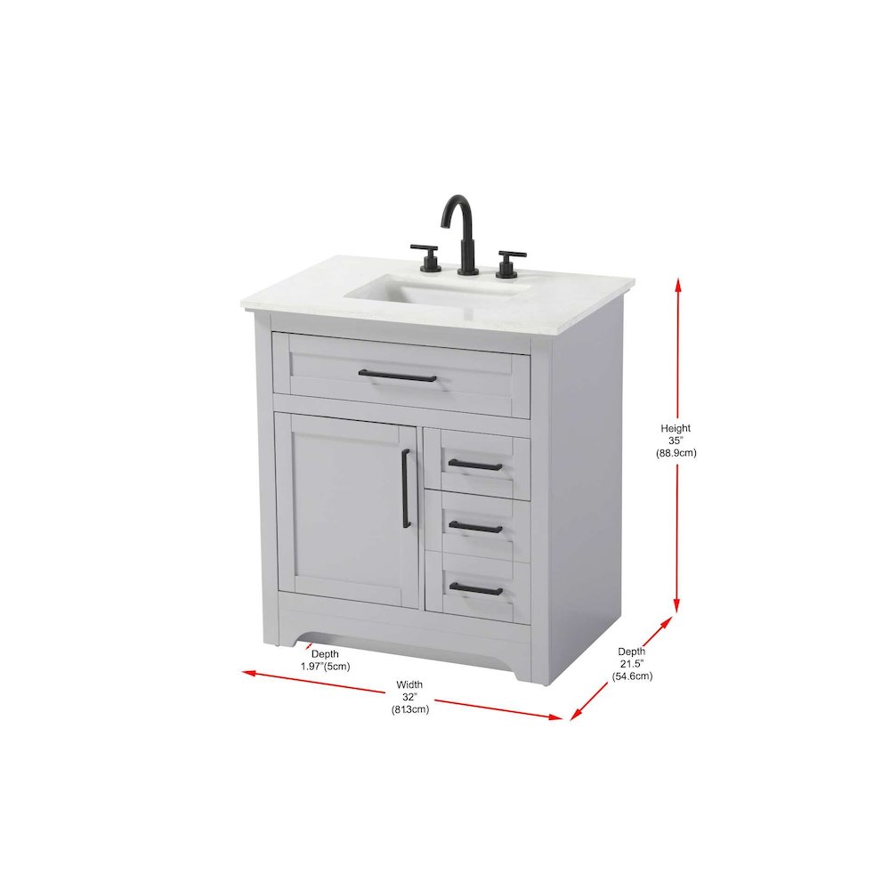 32 inch Single Bathroom Vanity in Grey. Picture 8