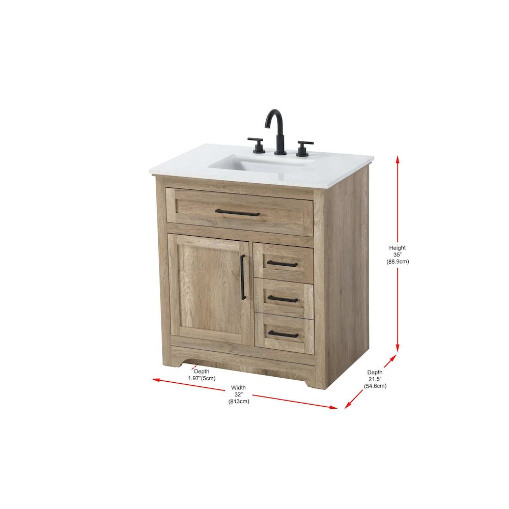 32 inch Single Bathroom Vanity in Natural oak. Picture 8