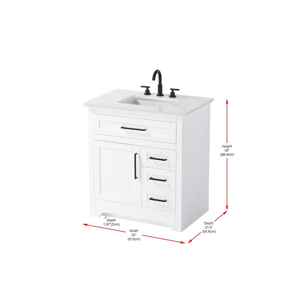 32 inch Single Bathroom Vanity in White. Picture 8