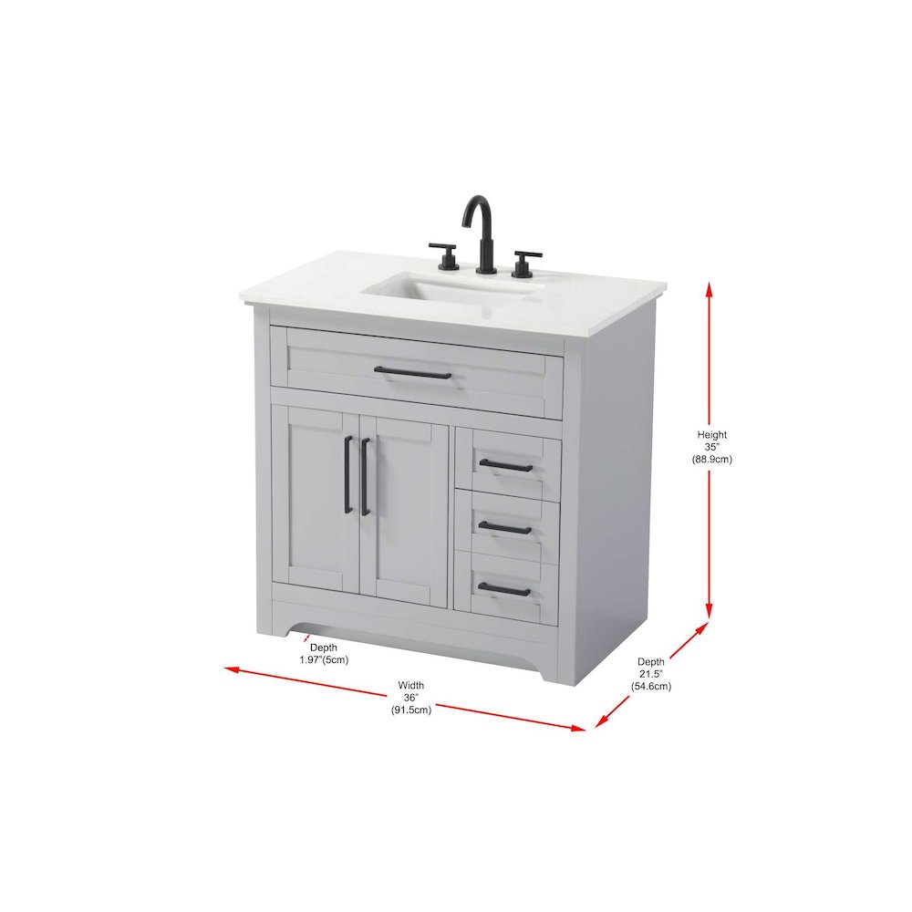 36 inch Single Bathroom Vanity in Grey. Picture 8