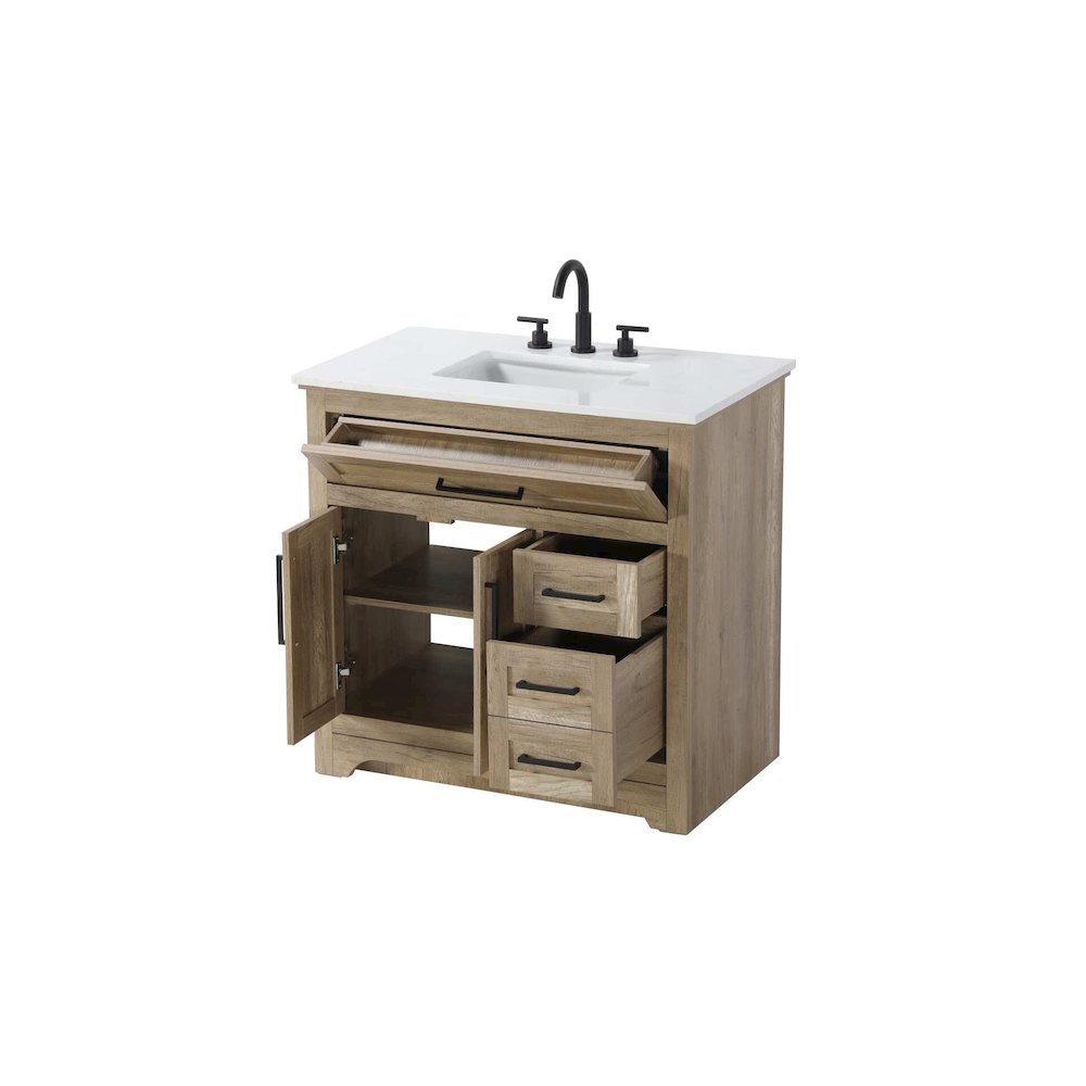 36 inch Single Bathroom Vanity in Natural oak. Picture 2