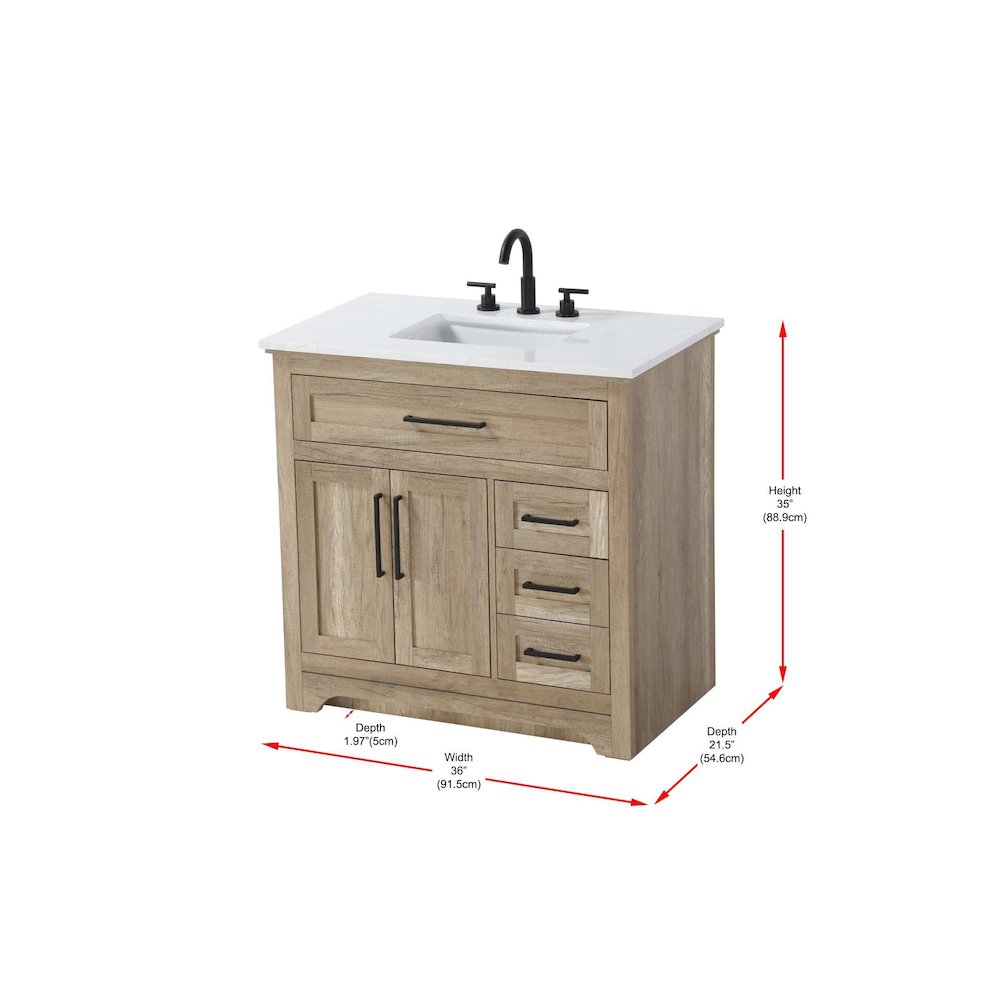 36 inch Single Bathroom Vanity in Natural oak. Picture 8