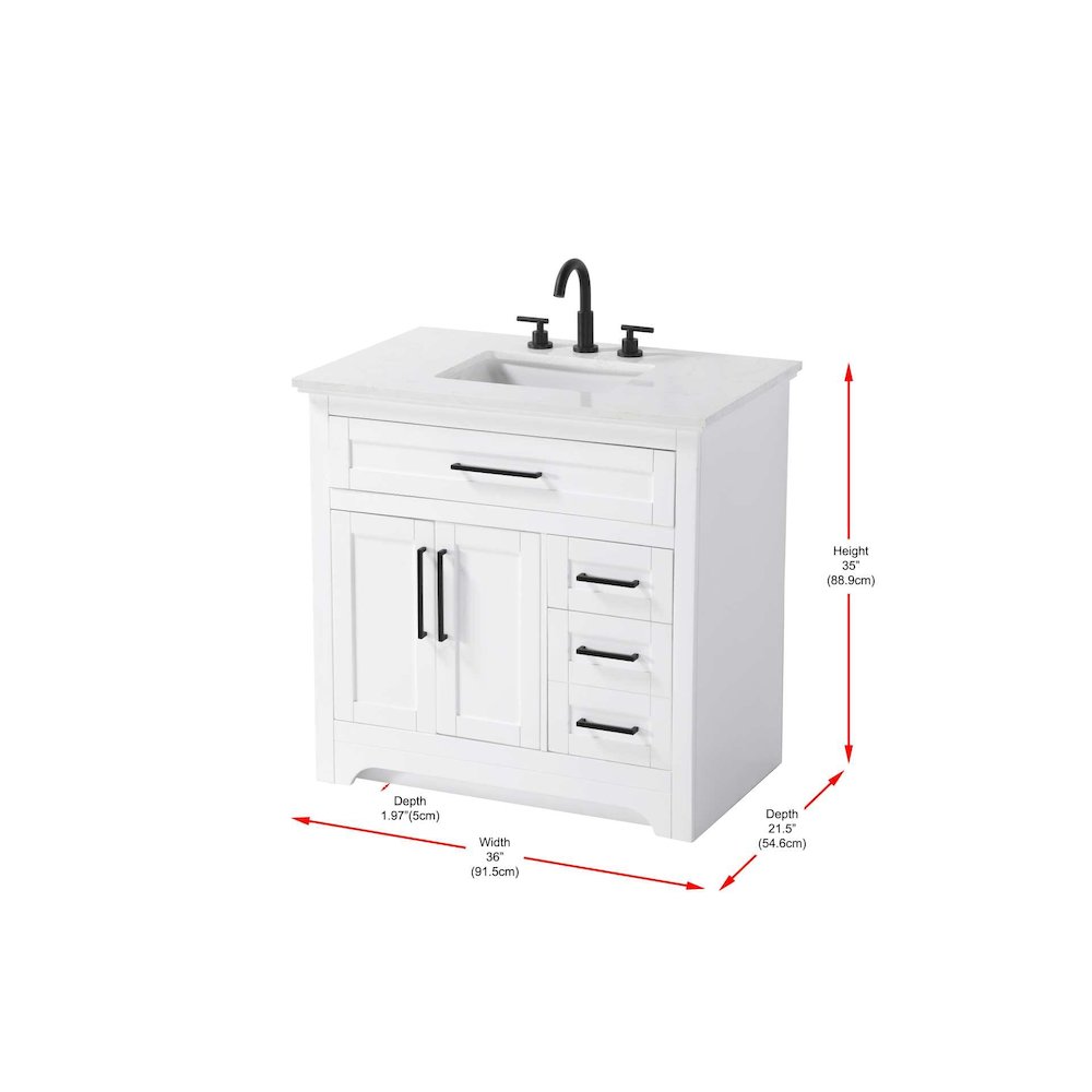 36 inch Single Bathroom Vanity in White. Picture 8
