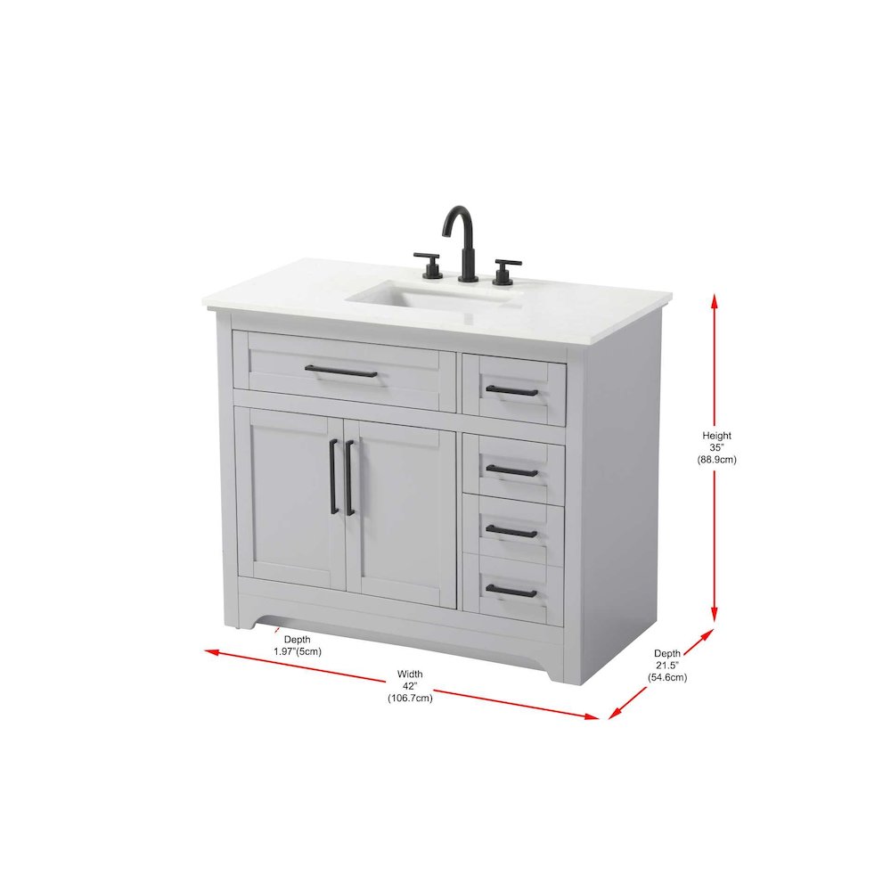 42 inch Single Bathroom Vanity in Grey. Picture 8