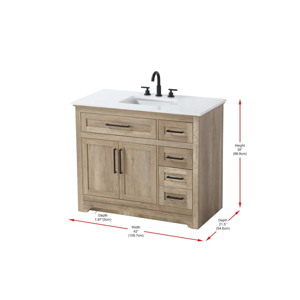 42 inch Single Bathroom Vanity in Natural oak. Picture 8