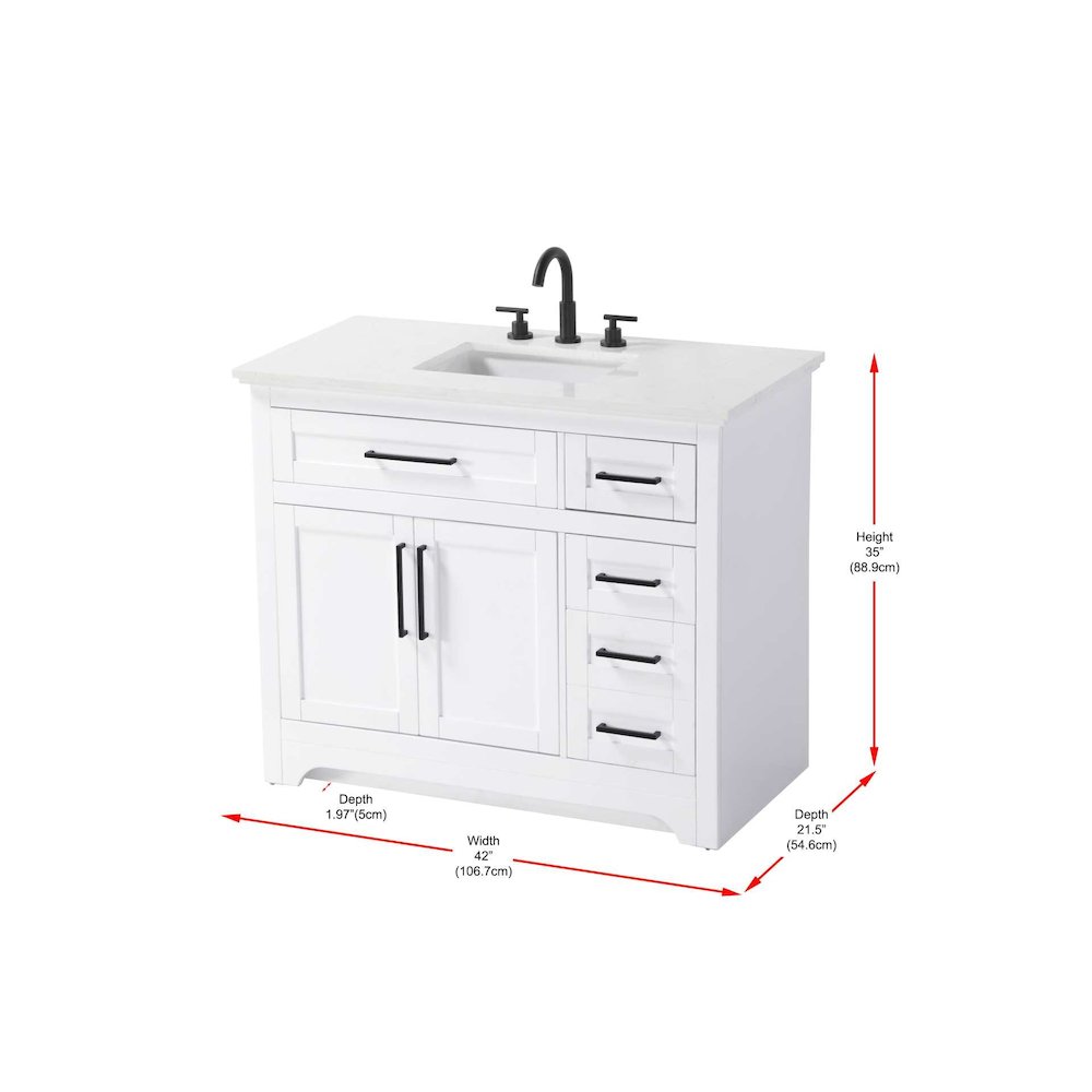 42 inch Single Bathroom Vanity in White. Picture 8