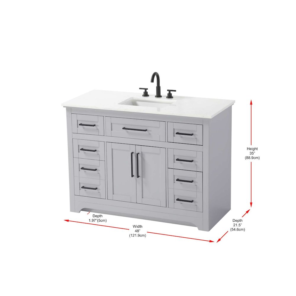 48 inch Single Bathroom Vanity in Grey. Picture 8