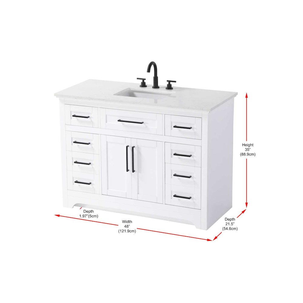 48 inch Single Bathroom Vanity in White. Picture 8