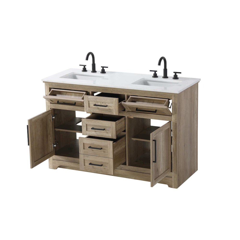 54 inch Double Bathroom Vanity in Natural oak. Picture 2