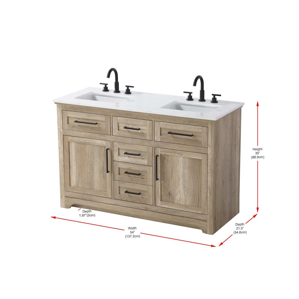 54 inch Double Bathroom Vanity in Natural oak. Picture 8