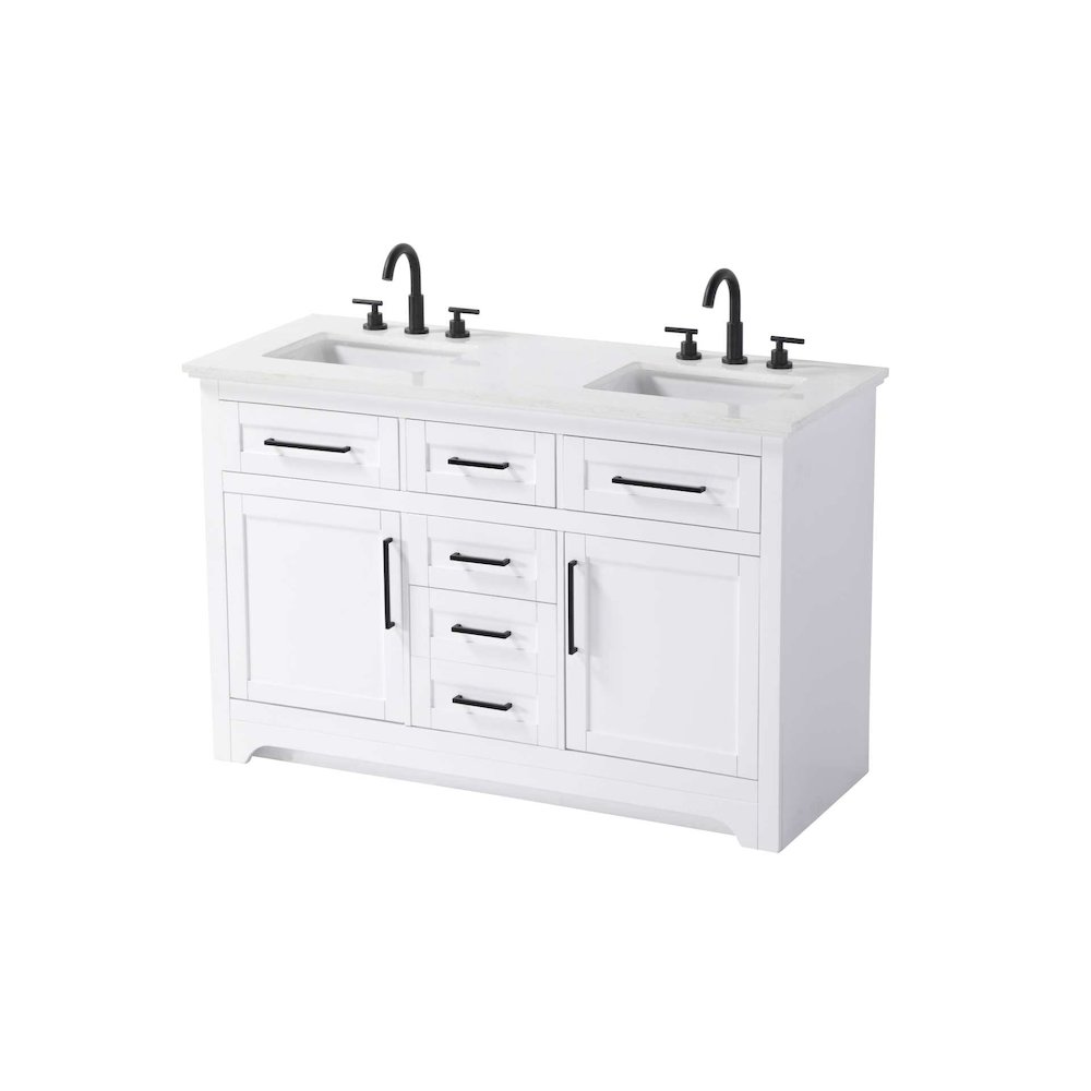 54 inch Double Bathroom Vanity in White. Picture 1