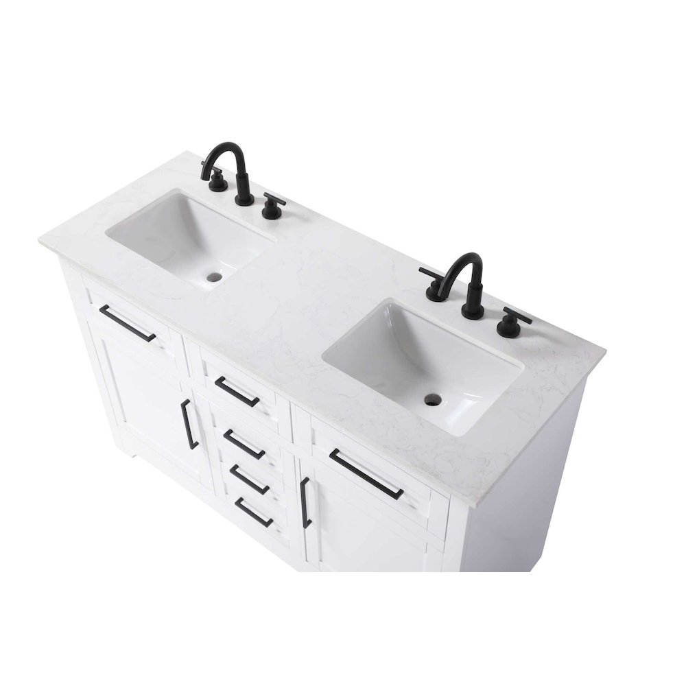 54 inch Double Bathroom Vanity in White. Picture 3