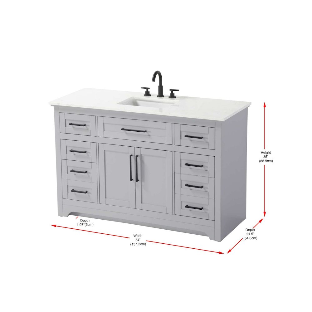 54 inch Single Bathroom Vanity in Grey. Picture 8