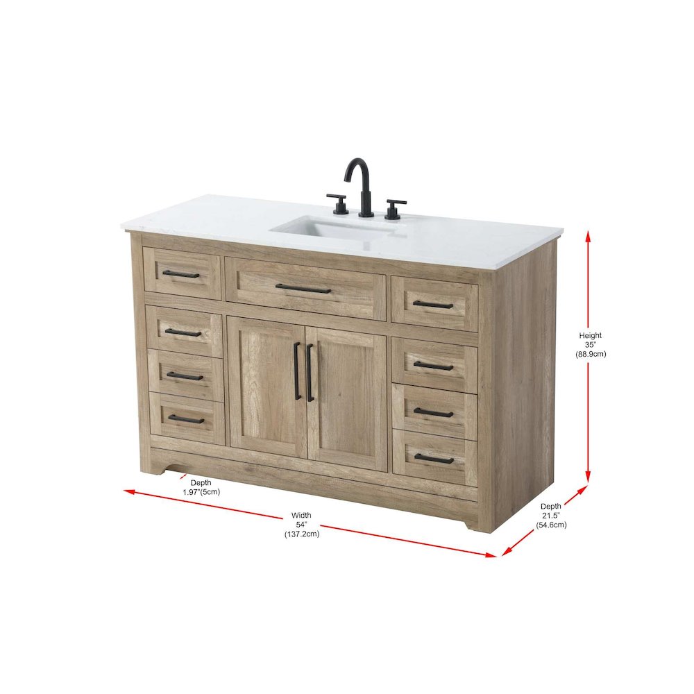 54 inch Single Bathroom Vanity in Natural oak. Picture 8