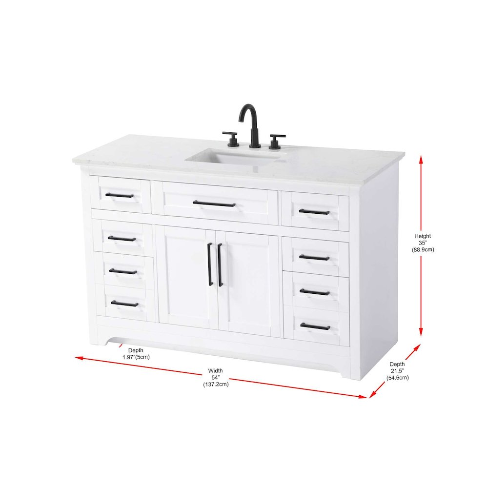 54 inch Single Bathroom Vanity in White. Picture 8